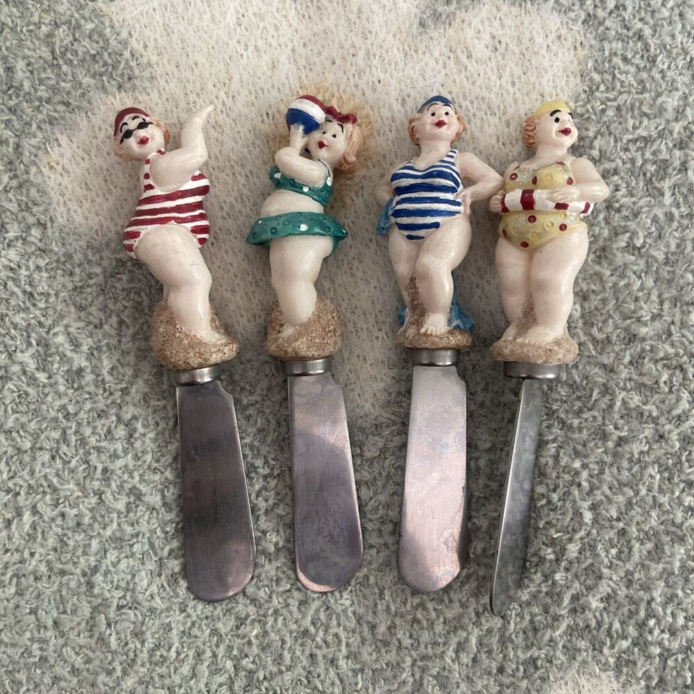 Boston Warehouse Cheese Spreaders Vtg Bathing Beauty Knives Summer